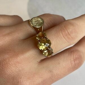 Vintage 14K solid Gold Champagne Citrine engagement Ring, Size 5.75 - 6